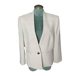 Womens Preston & York Collarless Single-Breasted Blazer Cream Stripe Cut Size 16